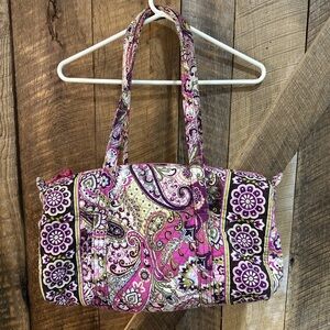 Vera Bradley Medium Duffel Bag Straps Retired Print Very Berry Paisley 12” X 20”
